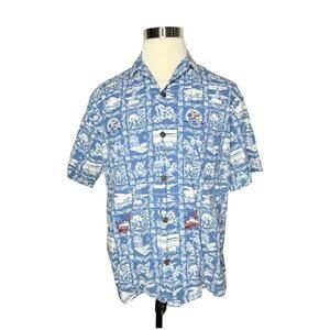 Vtg Kalaheo Men Hawaiian Shirt X-Large USA Pearl Harbor Navy Battleship WWII